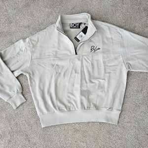 Boy London | Men's Light Gray/Beige Quarter-Zip Sweatshirt | Size S